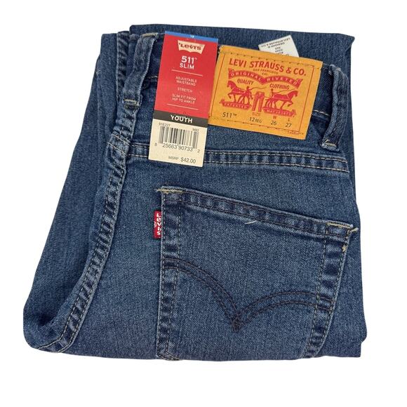 Levi’s Boys 511 Slim Jeans Size 12 Reg Adjustable Waistband Stretch NWT (Unisex) - Picture 2 of 5